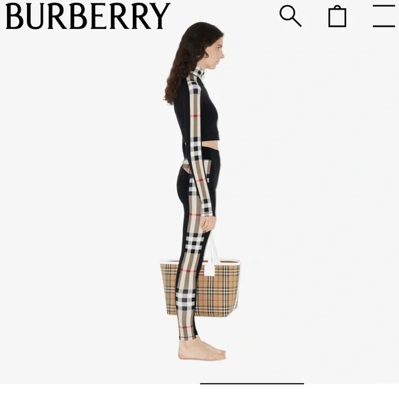 Burberry women’s track check trim pants leggings NEW size small 💯 AUTHENTIC NWT - Picture 6 of 6